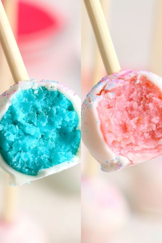 Gender reveal cake pops