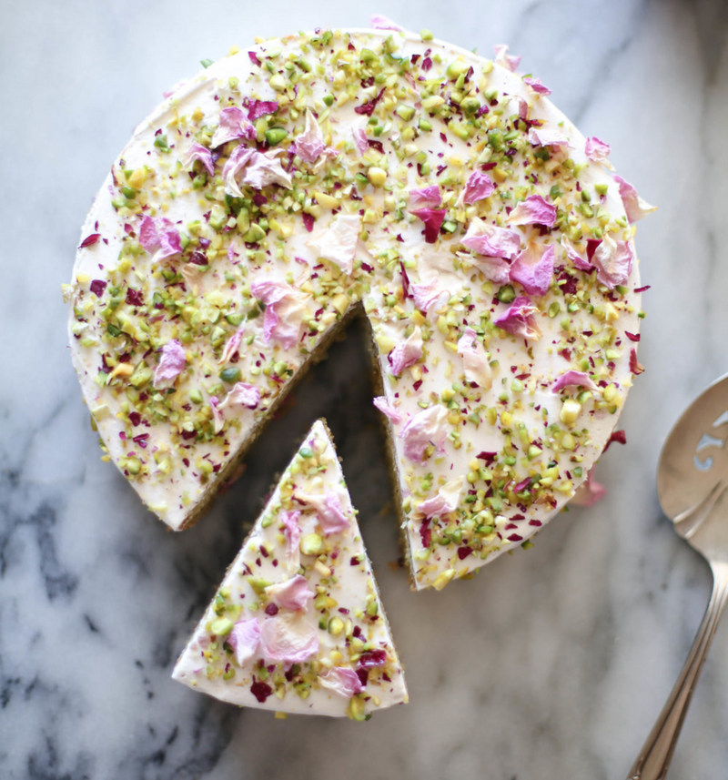 Pistachio cake with Indian rose buttercream