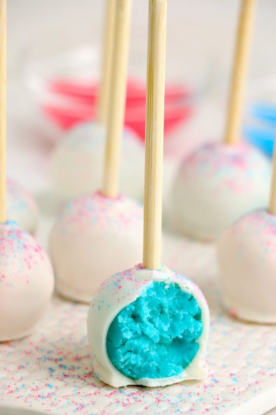 Gender reveal cake pops