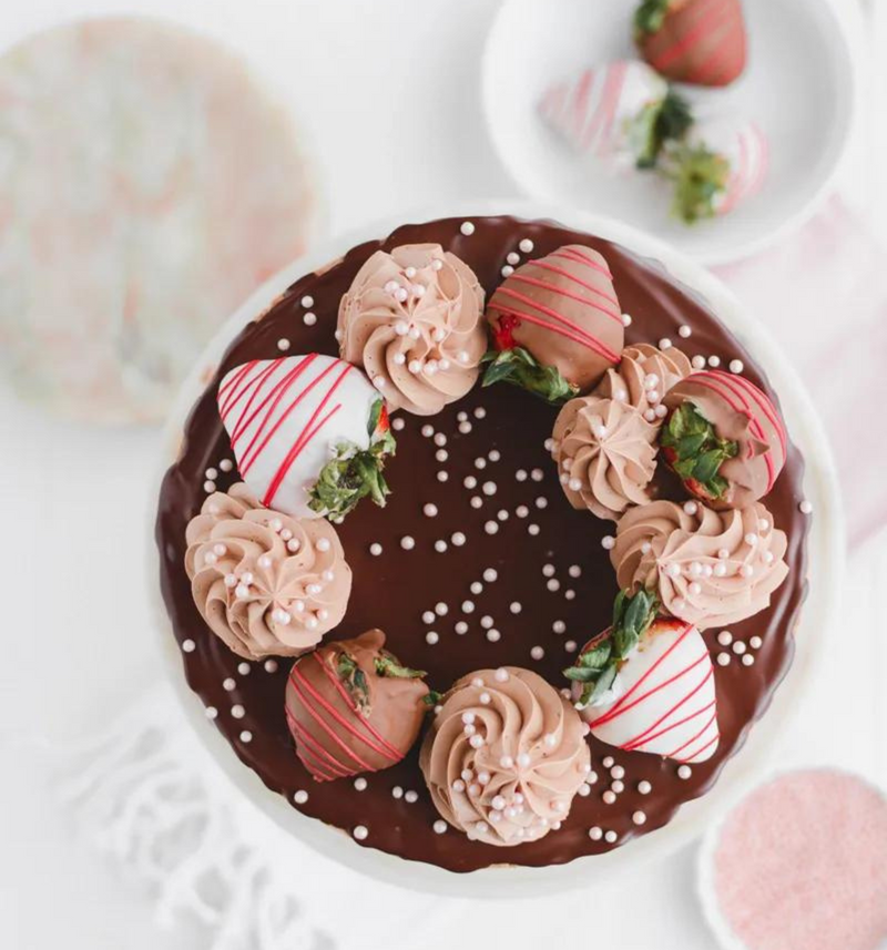 Chocolate Covered Strawberries Cake