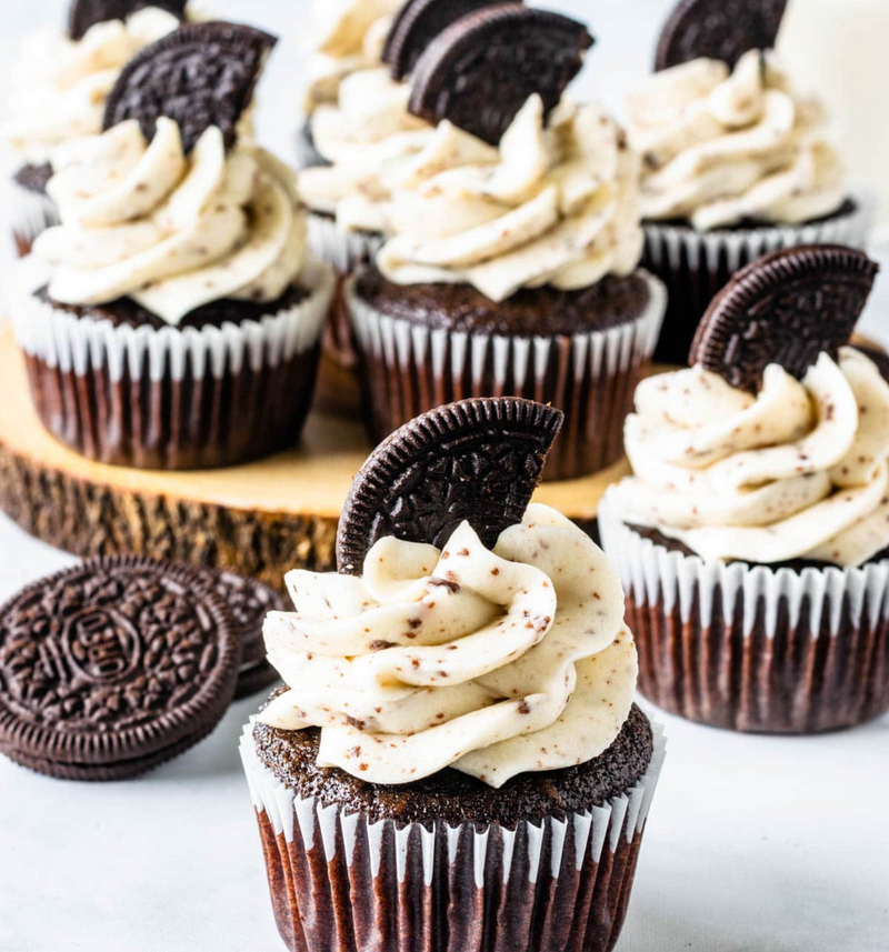 Oreo Cupcake topped with a Cookies