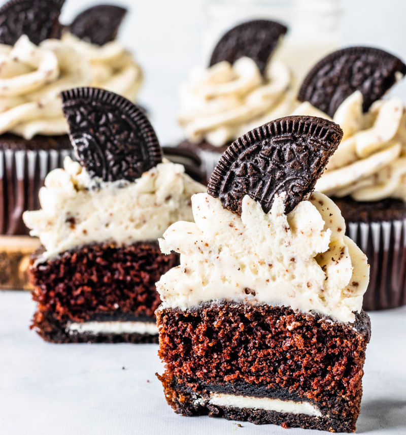 Oreo Cupcake topped with a Cookies