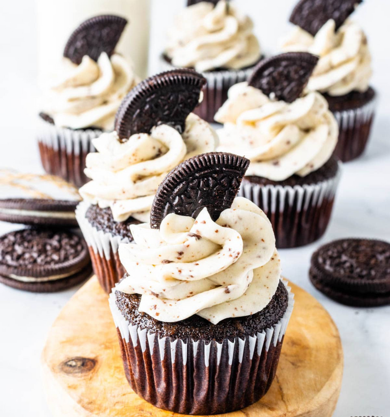 Oreo Cupcake topped with a Cookies